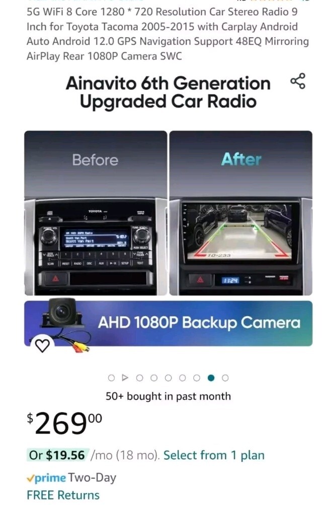Ainavito 9″ 5G WiFi 8 Core For Toyota Tacoma 2005-2015