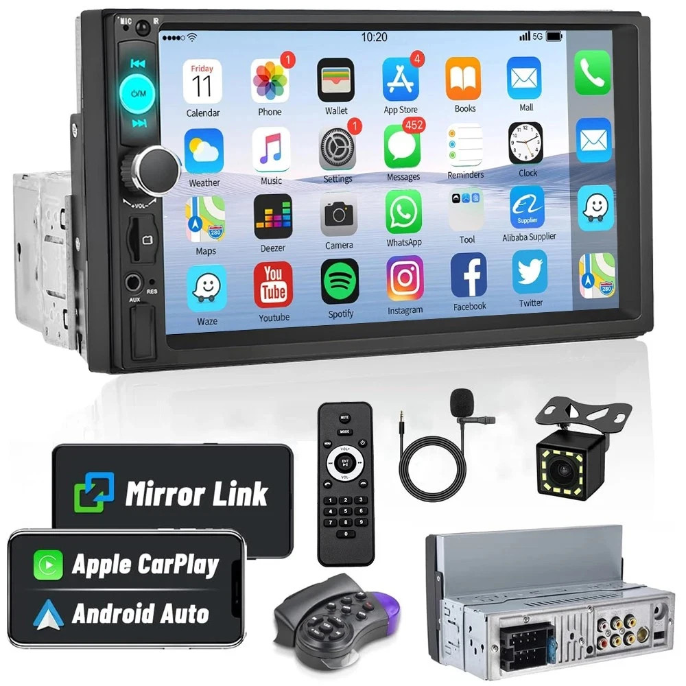 7inch Quality Single 1Din Touch Screen Car Stereo Radio With Handle Remote Contr