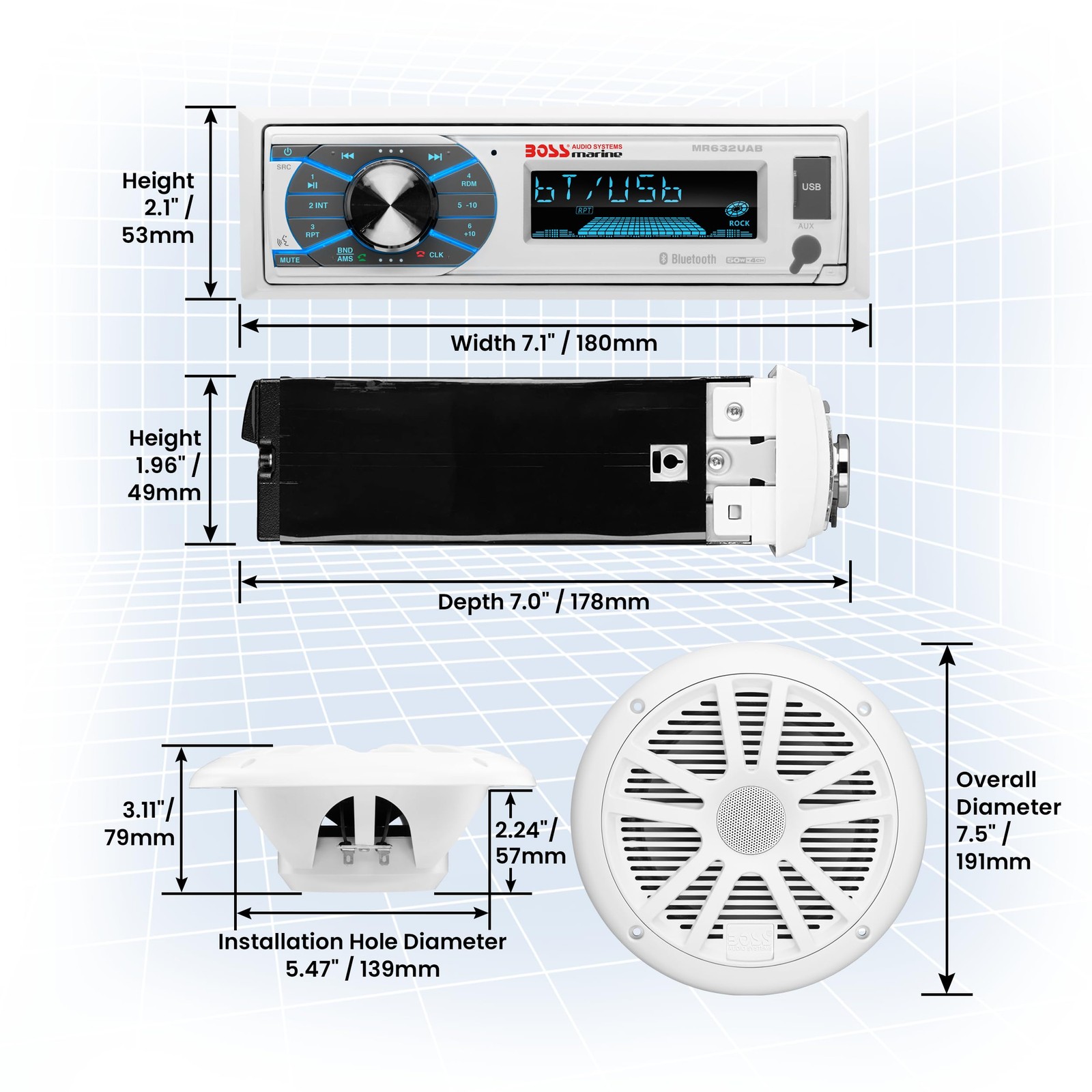 BOSS Audio Systems MCK632WB.6 Marine Boat Bluetooth 5 Women/3 Men, Black