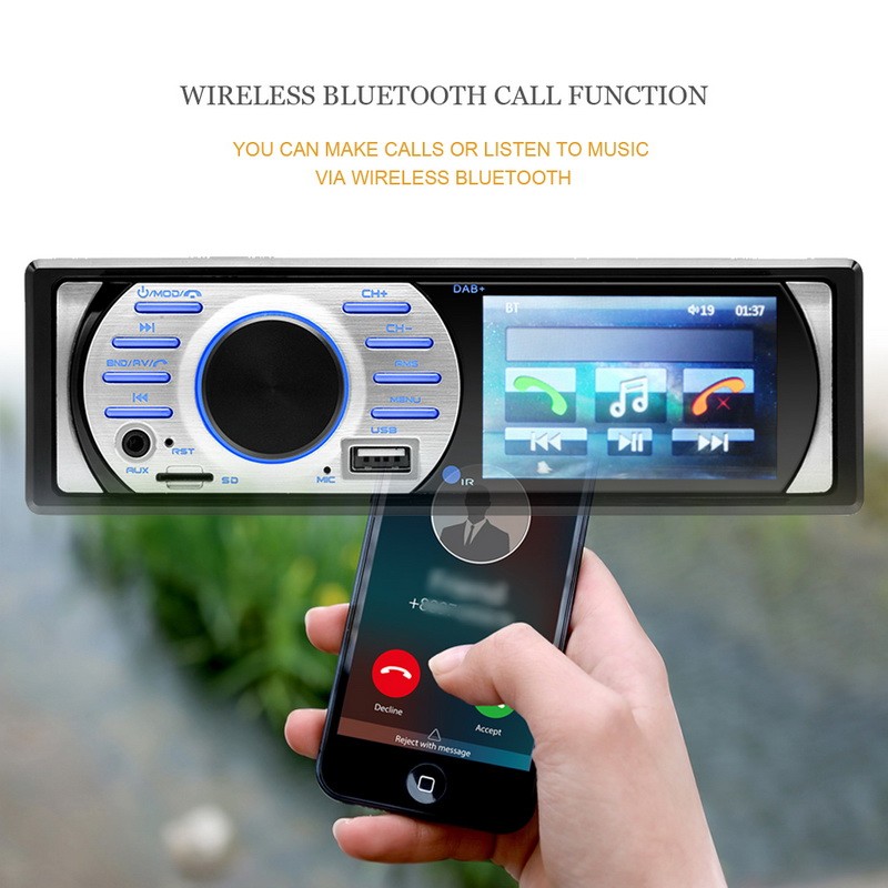 Universal FM Car Stereo Bluetooth 1 Din 3 In TF DAB+ USB MP5 AUX 4×45W