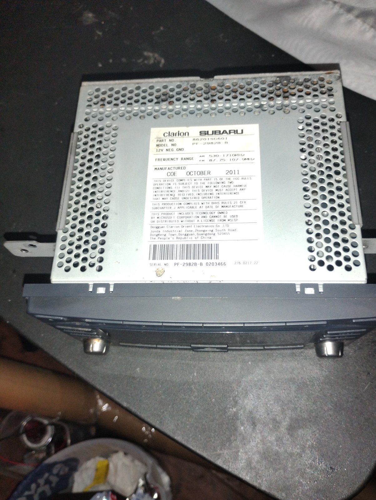 2009 to 2012 Subaru Forester radio