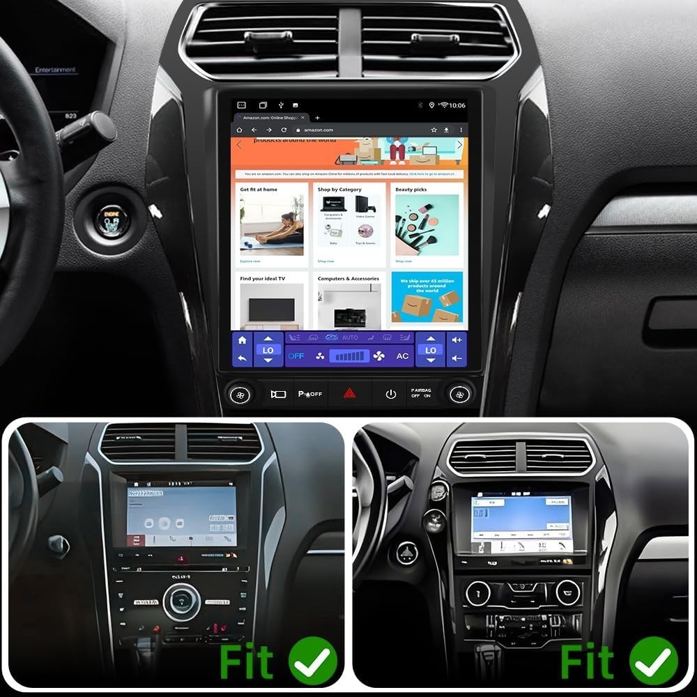4+ 64 GB 12.1″ Car Radio Stereo Upgrade for 11-19 Ford Explorer, 8 Core