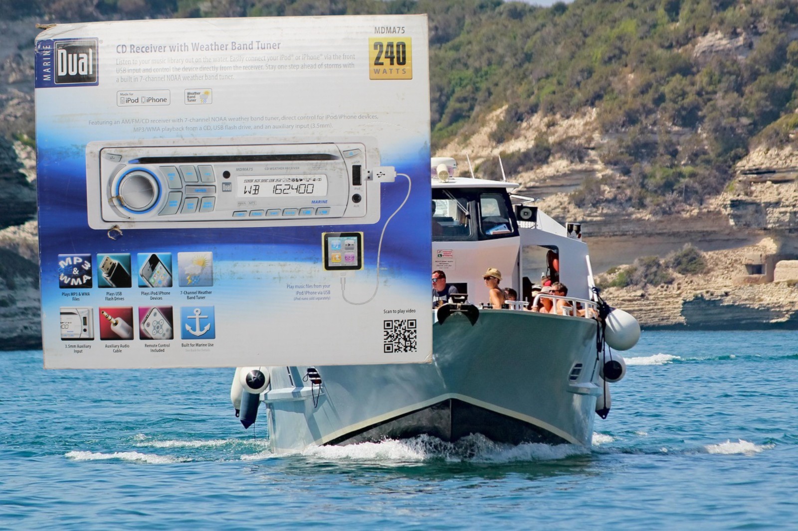 Dual Marine MDMA75 AM/FM/CD/MP3/WMA/Ipod Radio Player boat radio NIB