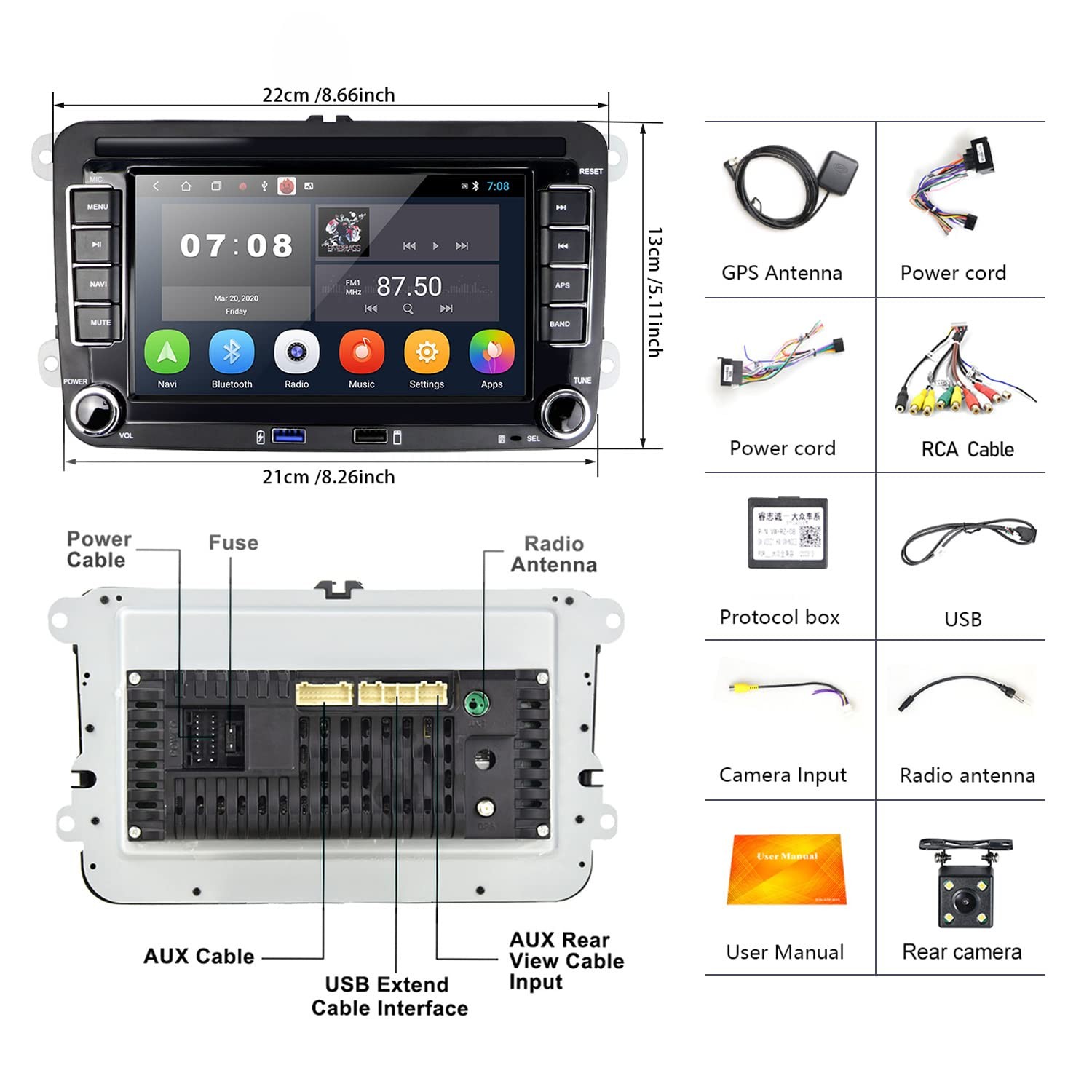Unitopsci 2G32G Wireless Carplay Car Radio For Vw Volkswagen Passat Seat Golf