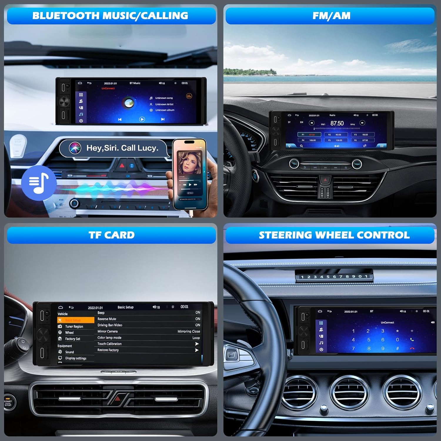 Single Din Car Radio – Car Stereo with Wireless Apple Carplay Android Auto, 6.9″