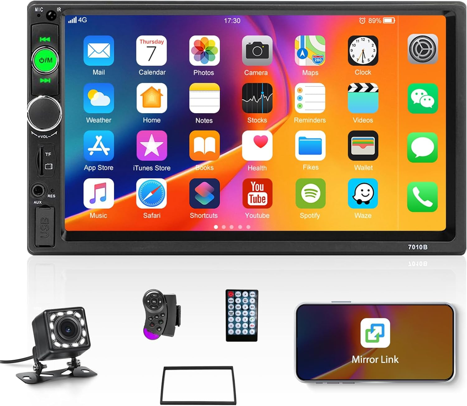 Pantalla Radio Para Carro Auto Con Camara De Reversa Retroceso Bluetooth Full HD