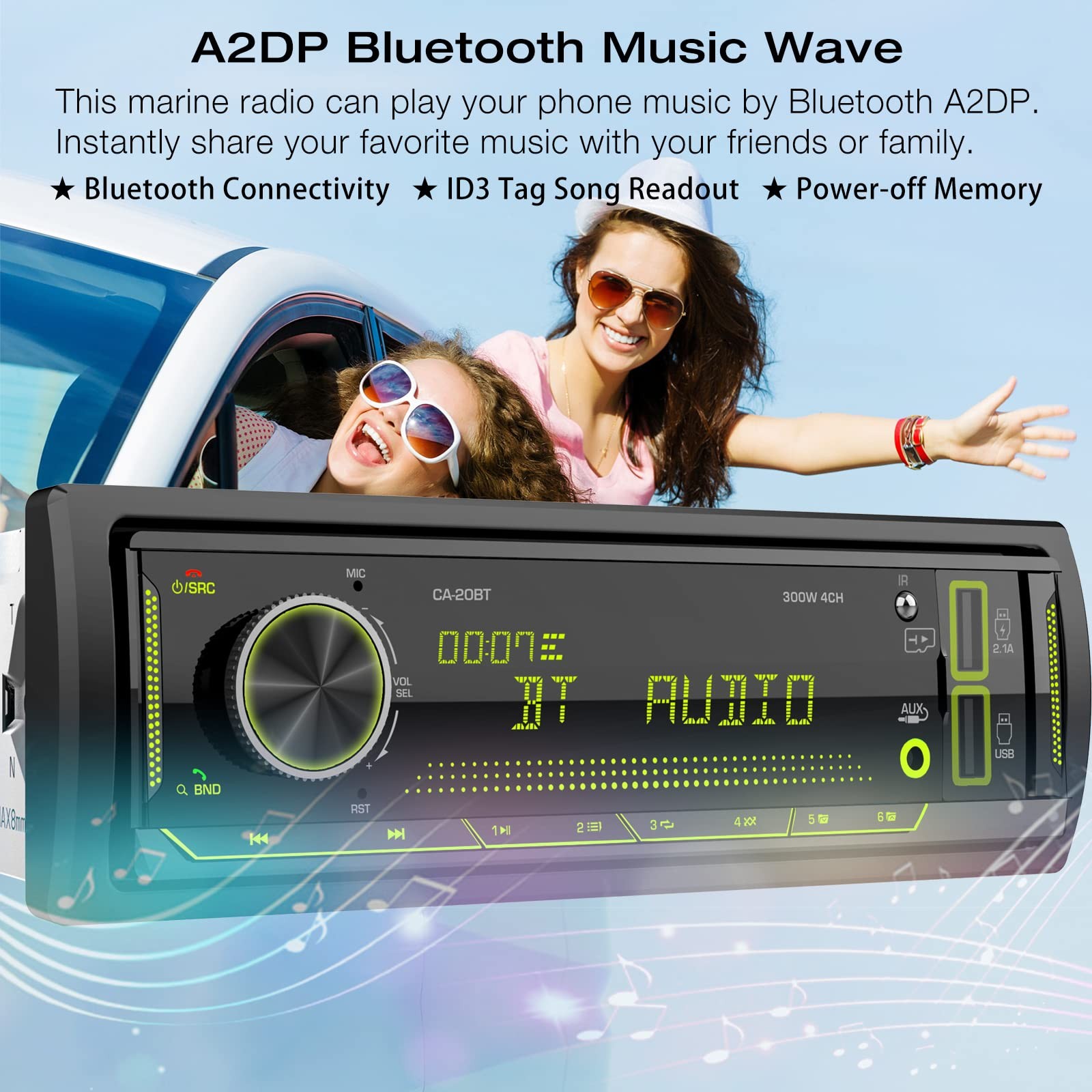 Single Din Stereo Marine Radio: Bluetooth Din, Radio