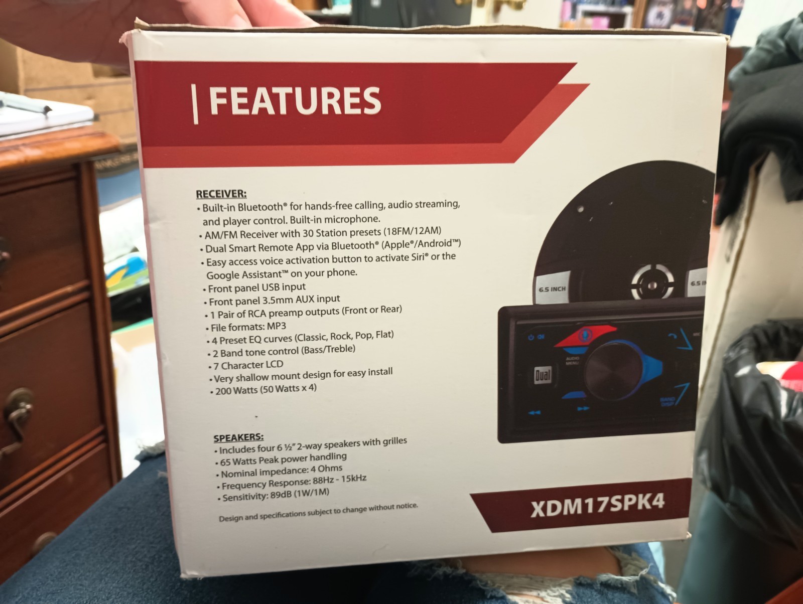 Dual Electronics XDM17SPK4 Car Audio Bundle Digital Media Receiver Four 6.5” Spk
