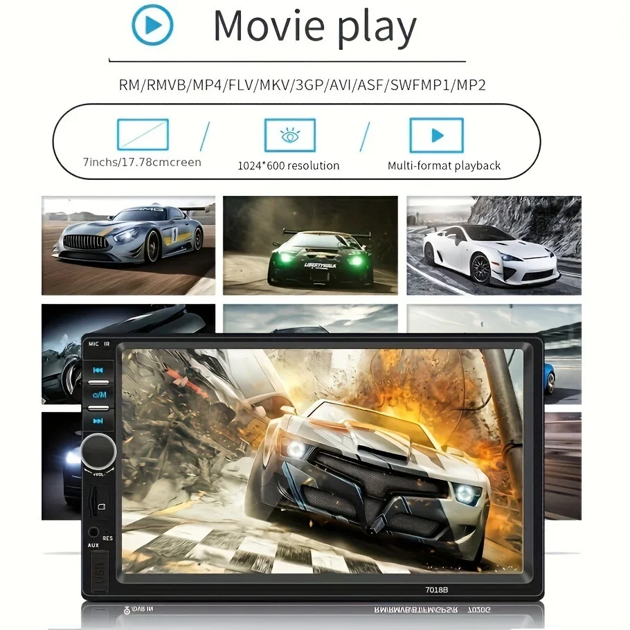 Car Radio Player, 7″ HD Car Multimedia MP5 Player Autoradio/FM/ USB/AUX/BT