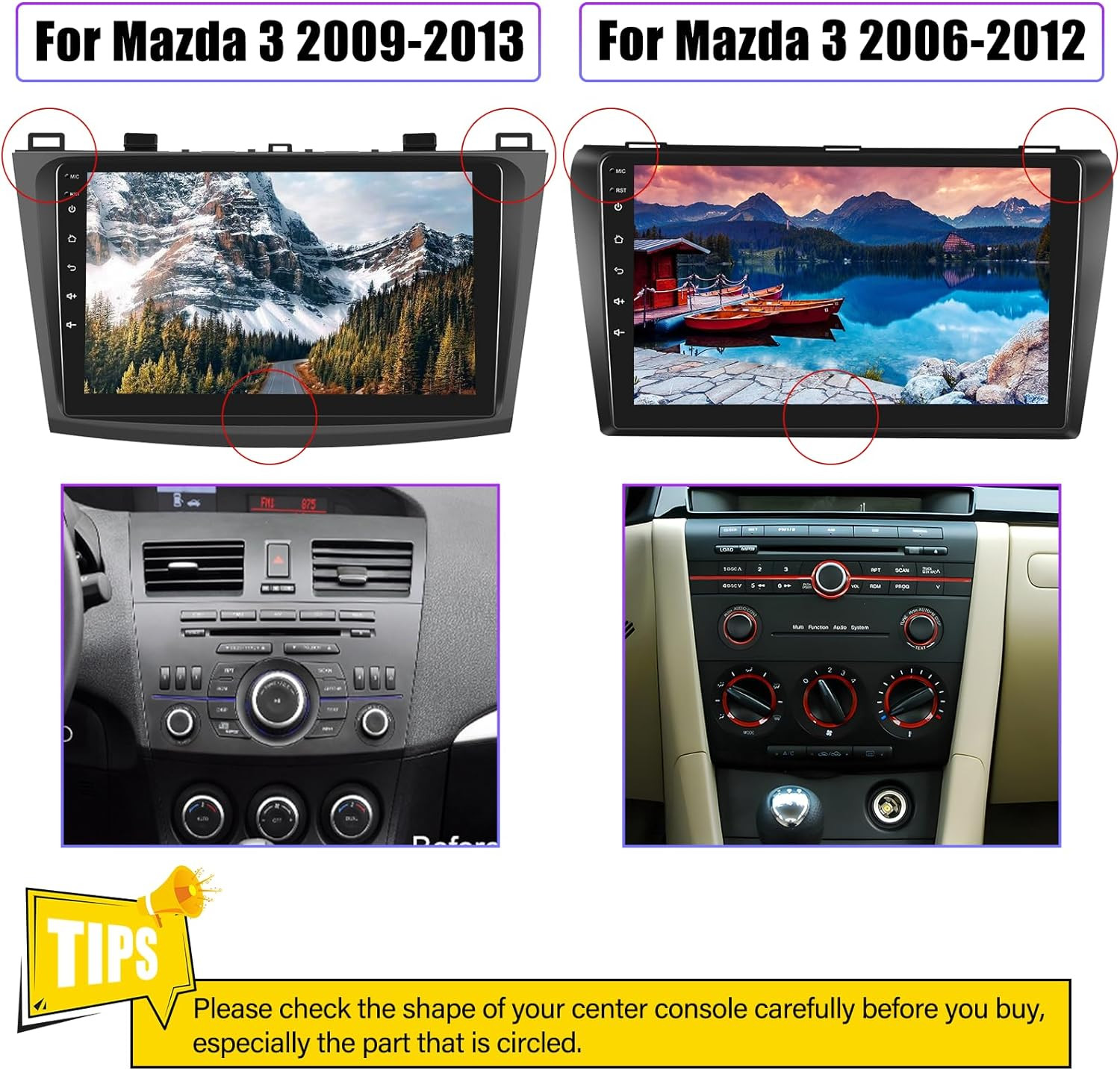 [2+64G] Android 13 Car Stereo for Mazda 3 2009-2013 with Wireless Carplay&Androi