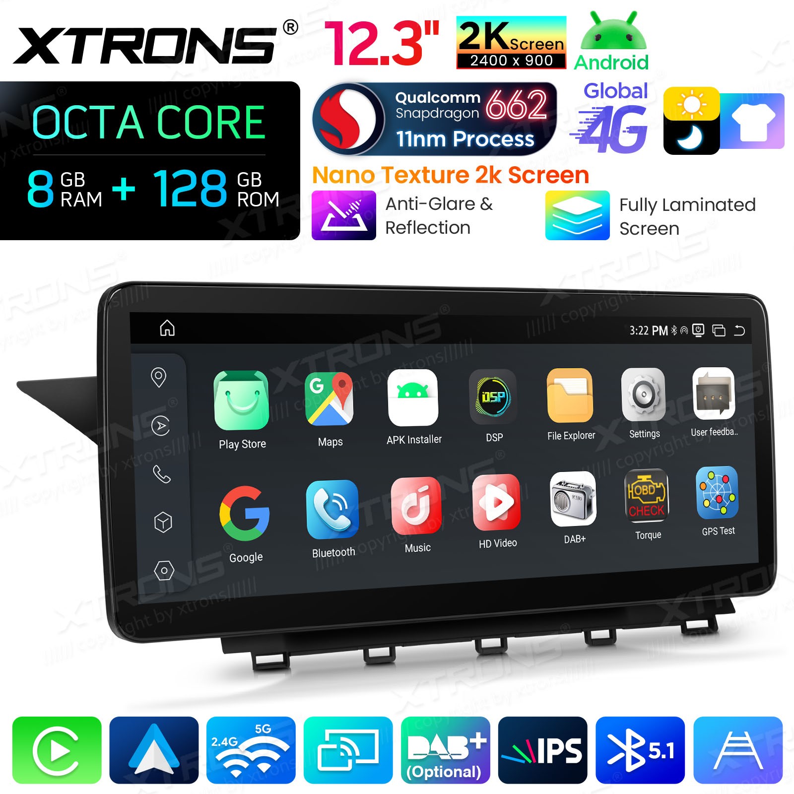 For Mercedes Benz GLK Class X204 Android 14 Stereo 12.3″ 2K Nano Display 8+128GB