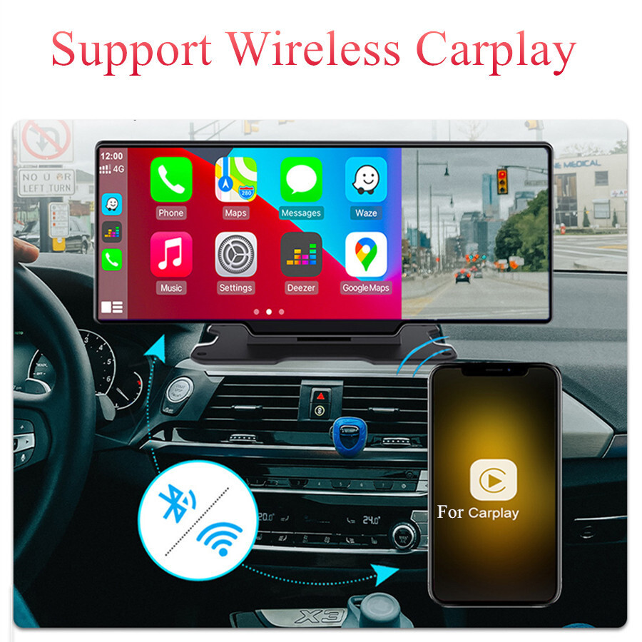2.5D10.26in Car Dash Cam Auto Bluetooth DVR Video Recorder Dashboard APP Control