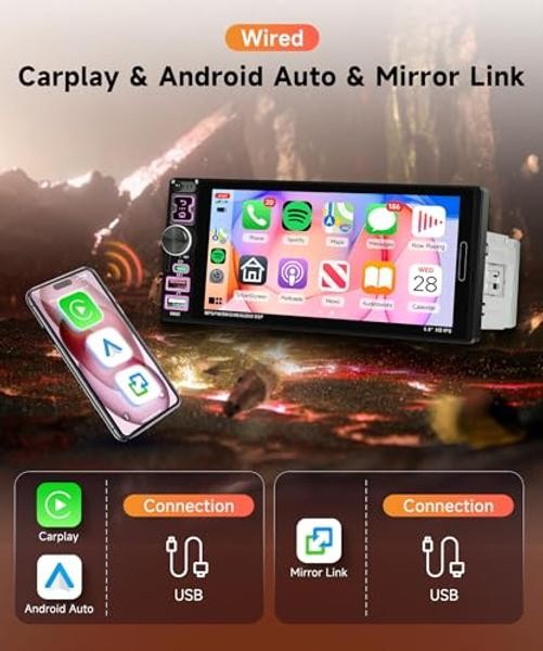 Single Din Car Stereo Wired Carplay – Android Auto Car Wired Carplay