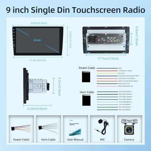 9 inch Wireless CarPlay Single Din Car Stereo 1 Din Touch Screen Car Play And…