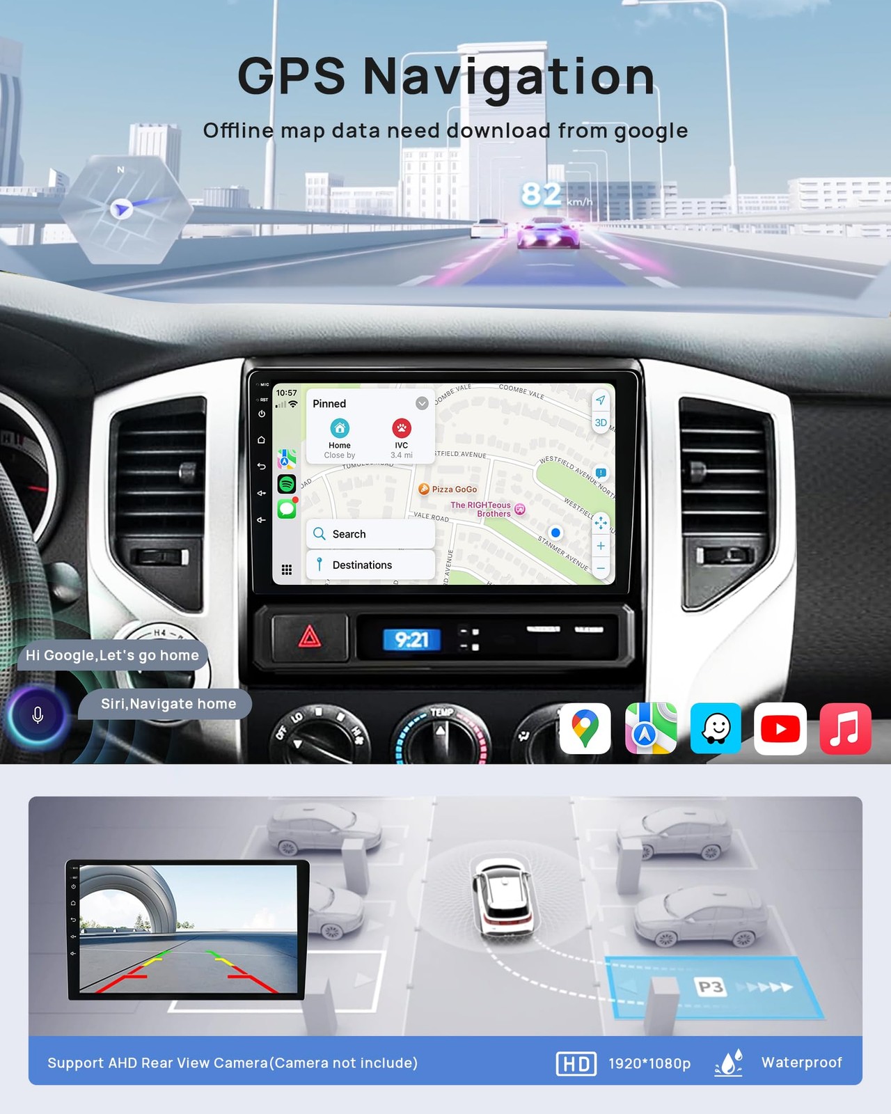 for Toyota Tacoma Radio 2005-2015 Upgrade Wireless CarPlay Android Auto, 9…
