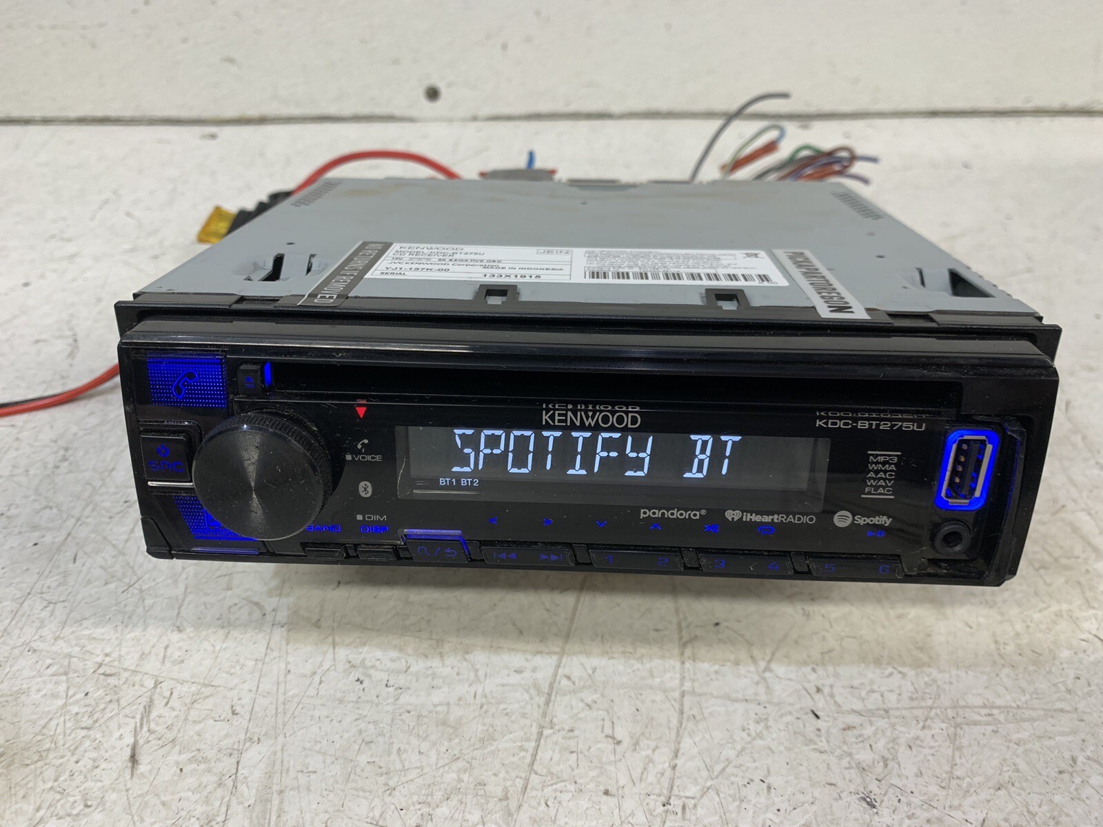 Kenwood KDC-BT275U radio stereo CD player BT AUX USB MP3 AOA 1 din receiver