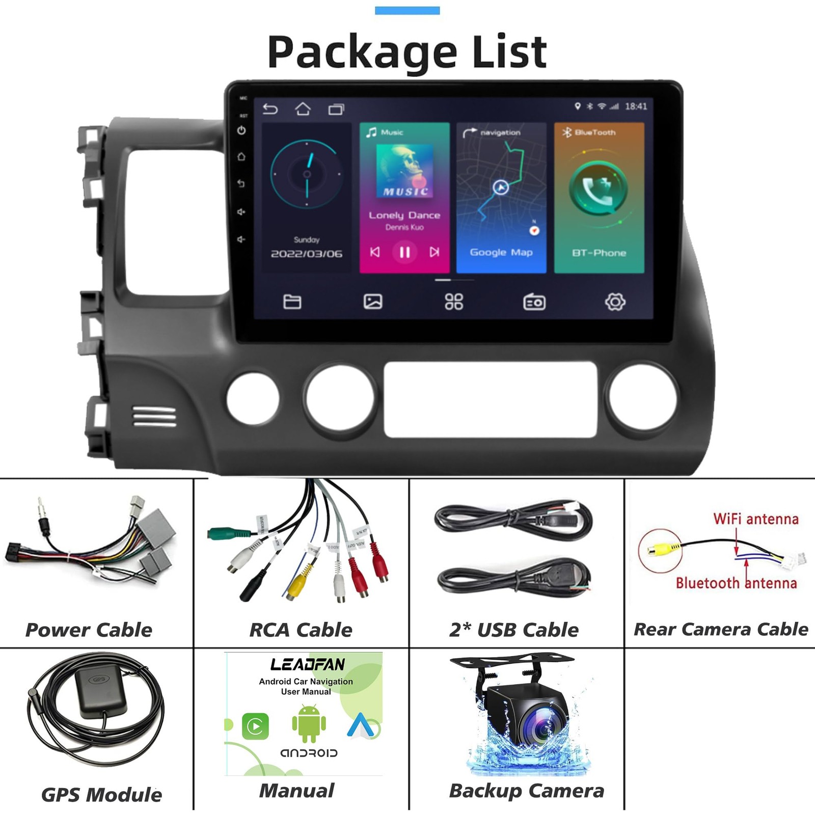Leadfan Car Radio For Honda Civic 2006 2007 2008 2009 2010 2011 Stereo Wireless