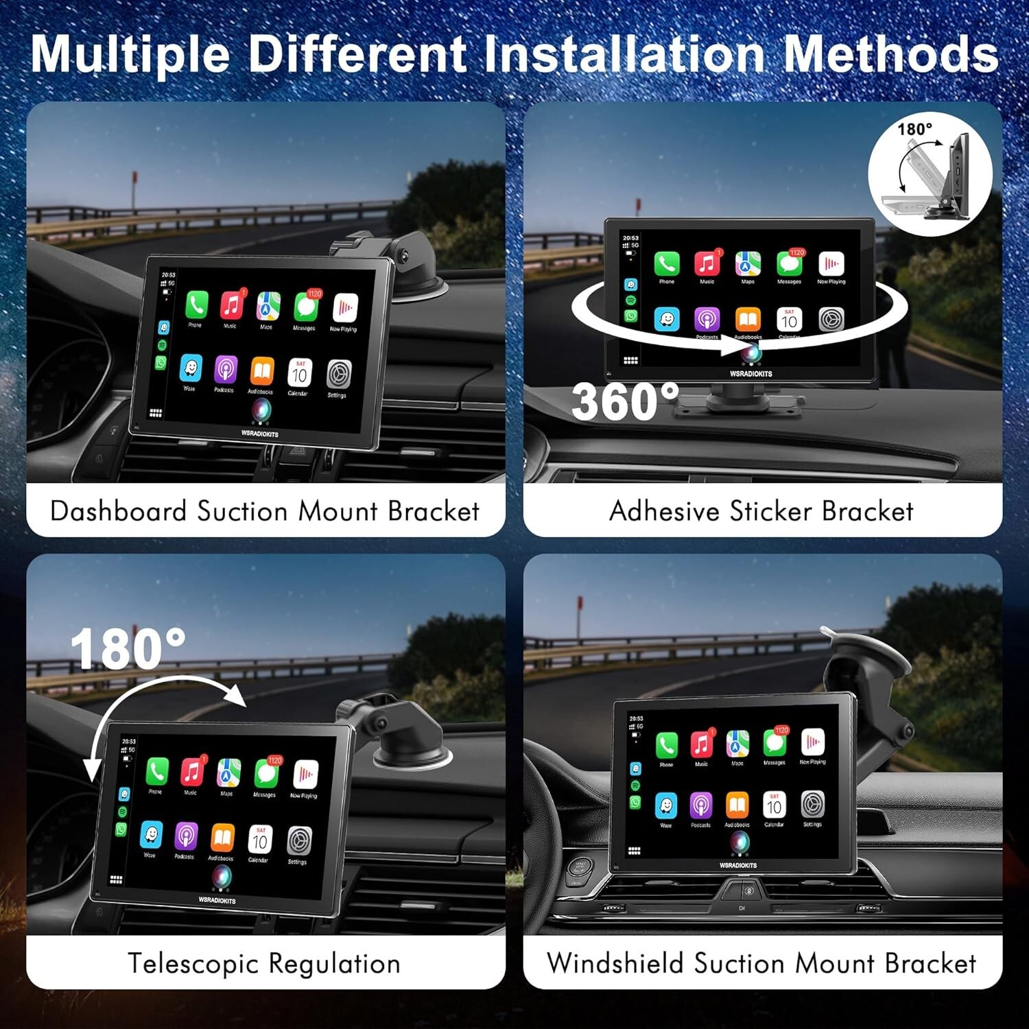 Wireless Carplay Touchscreen with Backup Camera: Portable Carplay & Android A…