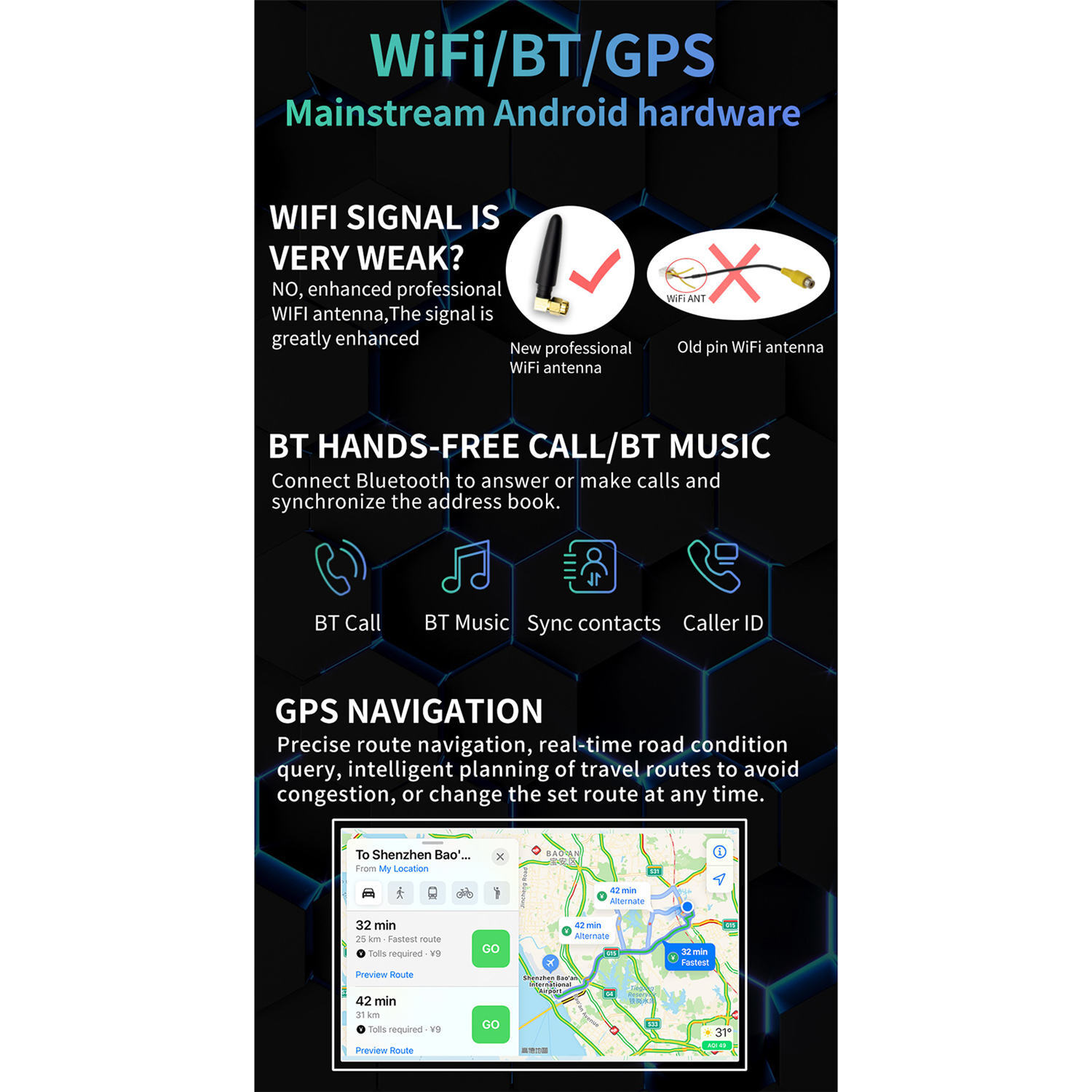 Car Radio Bluetooth WIFI Steering Wheel with 7 inch Android 10.1 S-8802C 2-Din