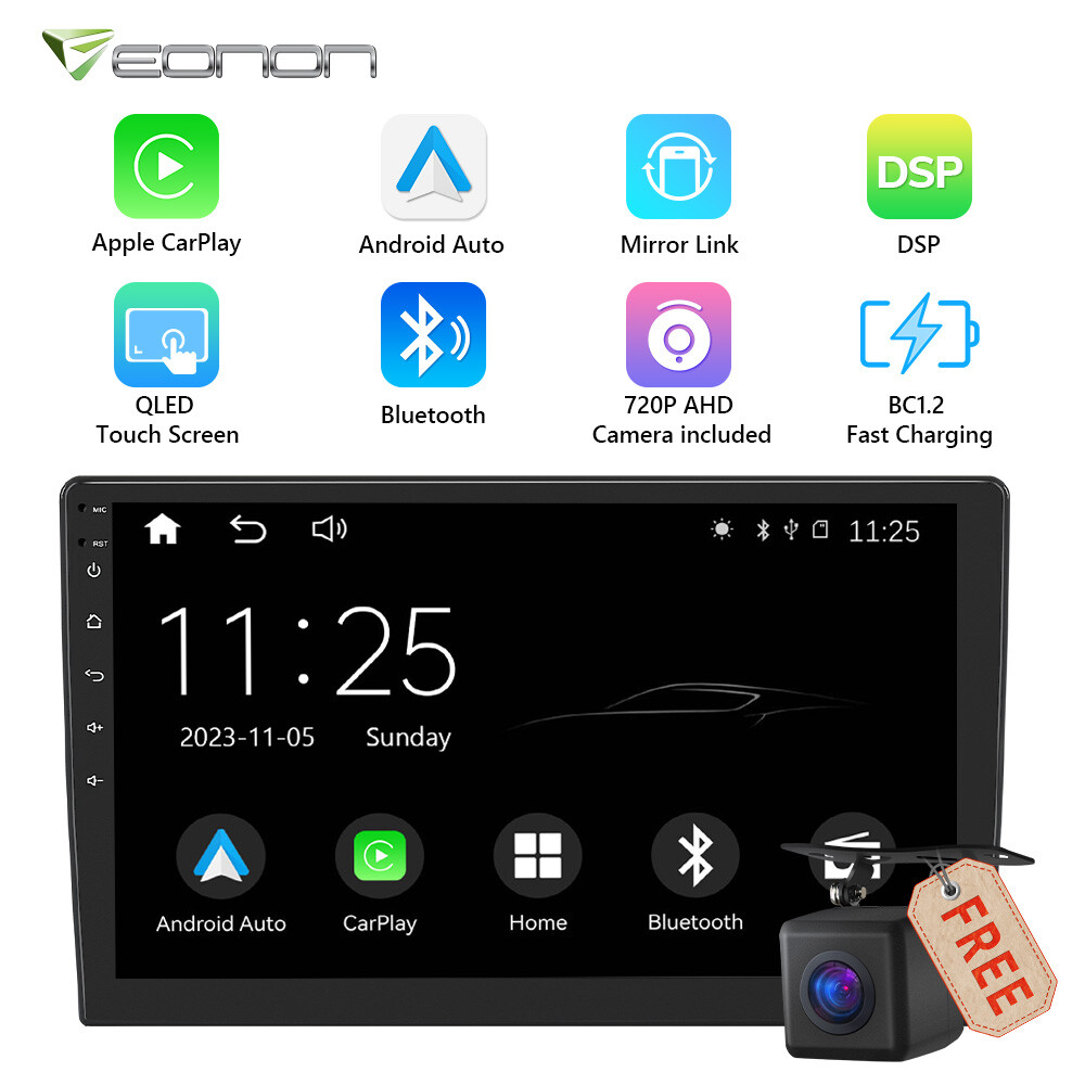 Eonon 2 DIN CarPlay Android Auto 10.1″ QLED Touch Screen Car Stereo Radio USB SD