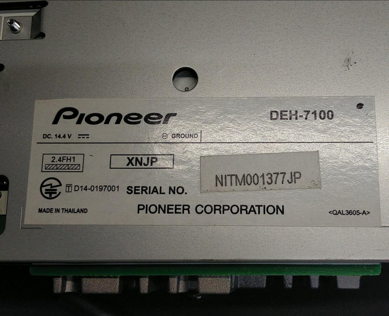 Pioneer Carrozzeria DEH-7100 Car Audio 1DIN CD USB Bluetooth Tested from Japan