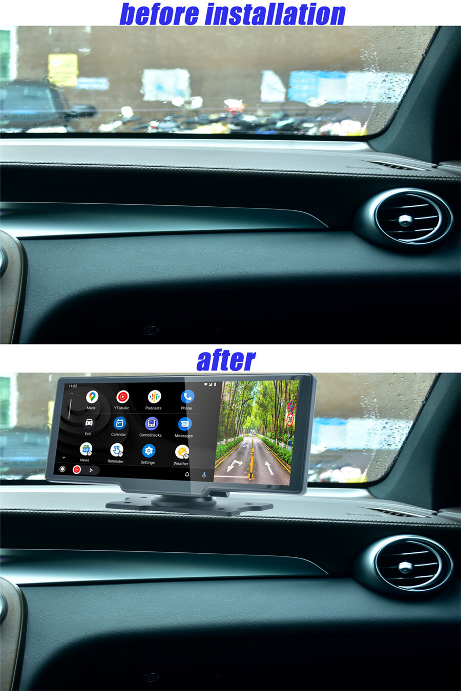 2.5D10.26in Car Dash Cam Auto Bluetooth DVR Video Recorder Dashboard APP Control