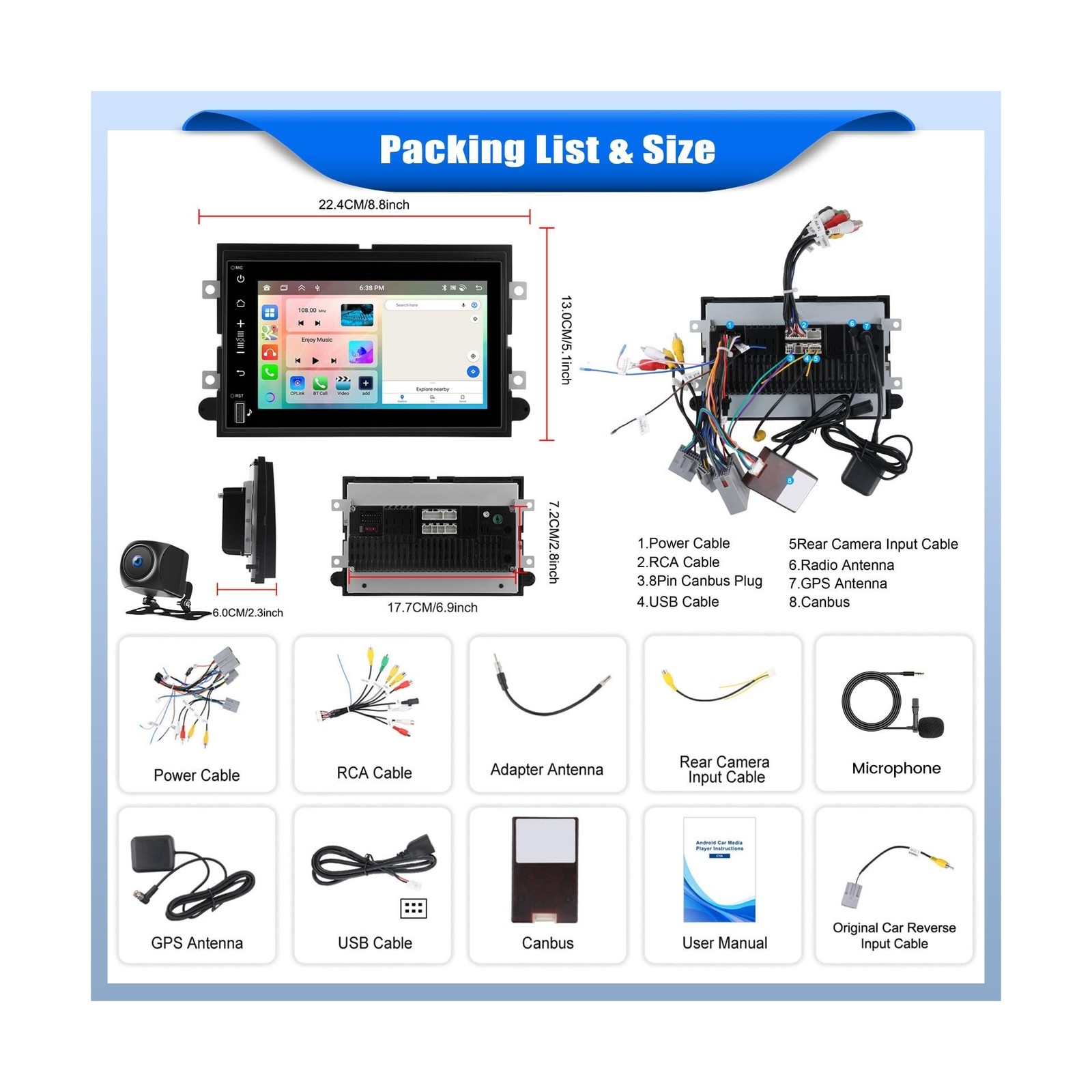 [6+128G] 8-Core Android 15 Car Stereo Radio for Ford F150/F250/F350 2004-2014…