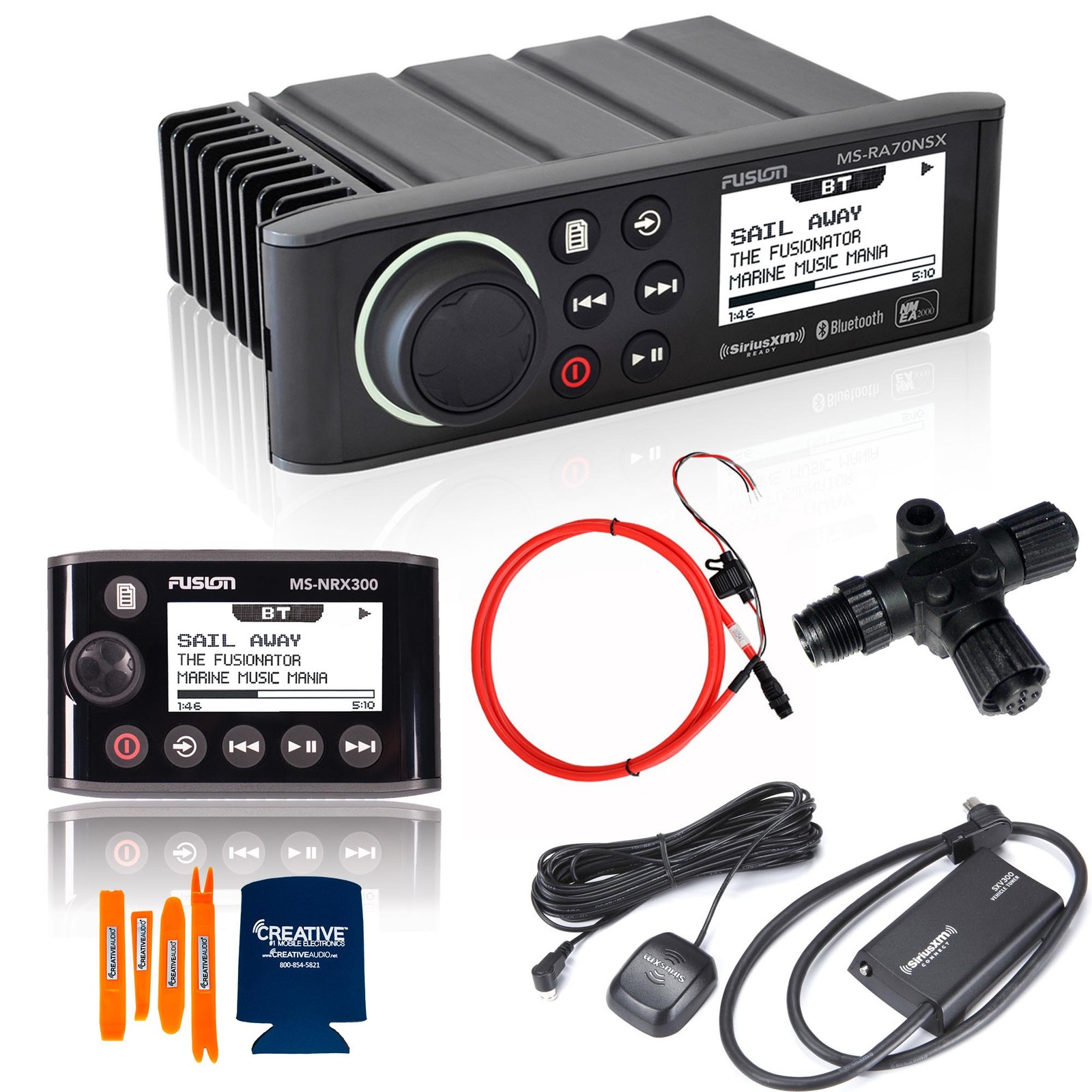 Fusion MS-RA70NSX, with SXV300V1 Sirius XM Tuner, and MS-NRX300 Wired LCD Remote