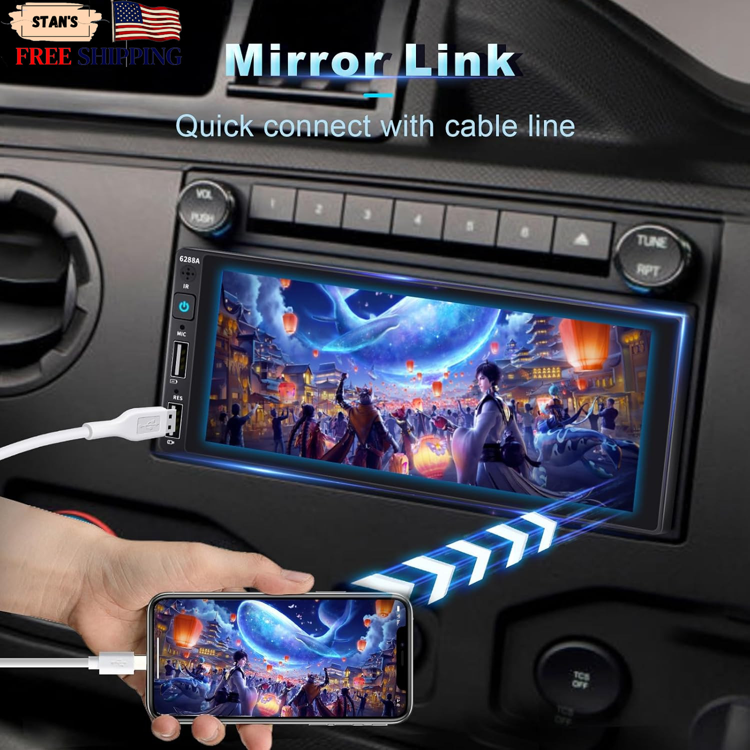 Wireless Single Din Car Stereo with Apple Carplay,Ips Touch Screen Car Radio wit