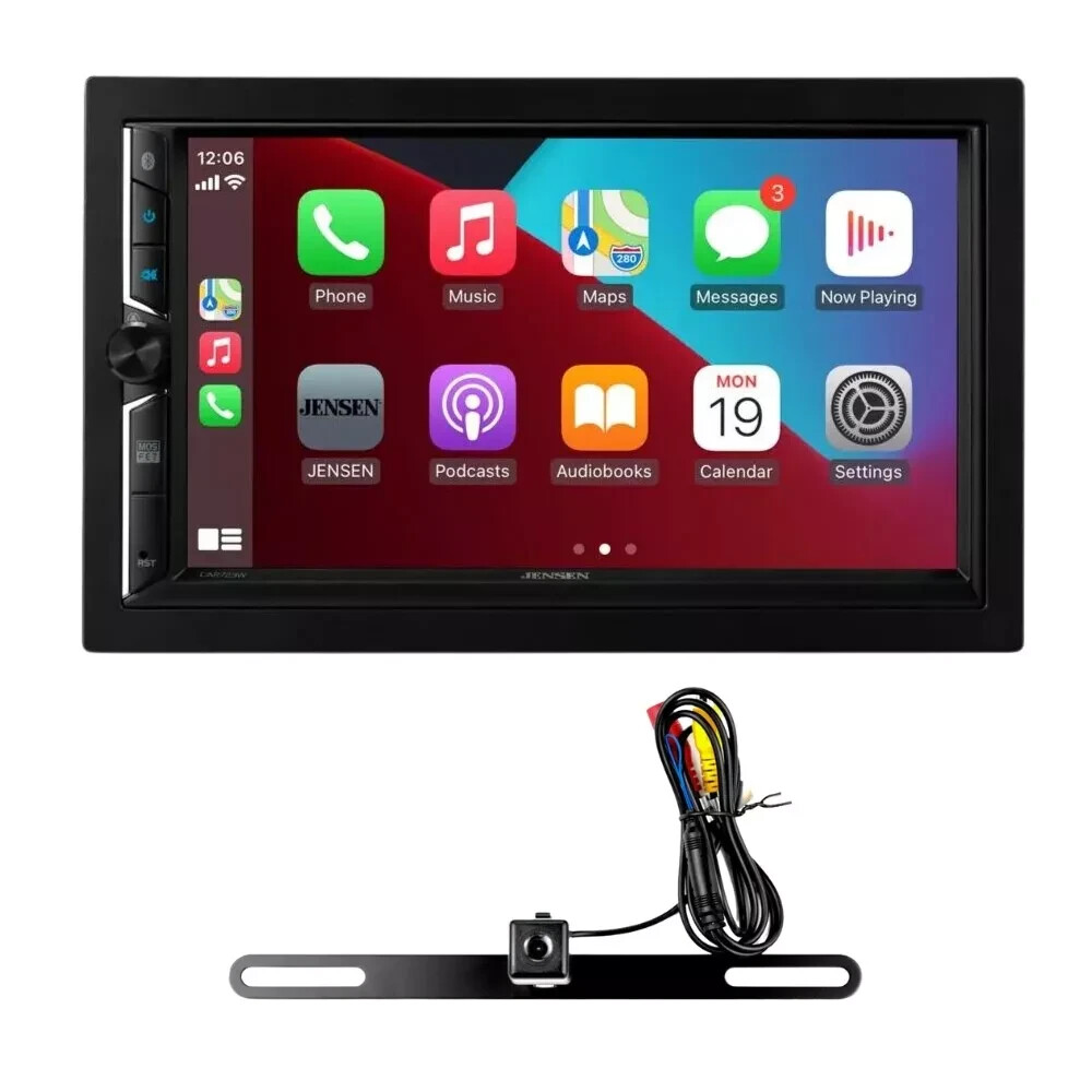 Jensen CAR723W-CAM 7″ Double-DIN Digital Multimedia Receiver w/ Backup Camera