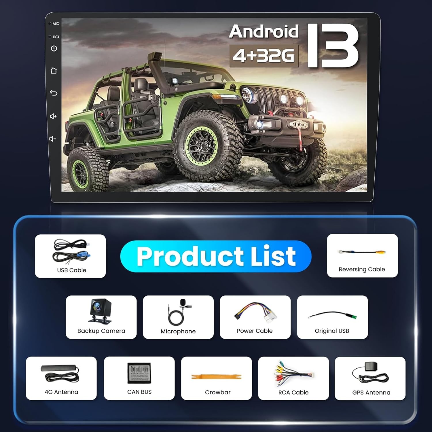4Core 2+64GB Carplay Android Stereo Car Radio BT5.0 For Jeep Wrangler 2007-2017