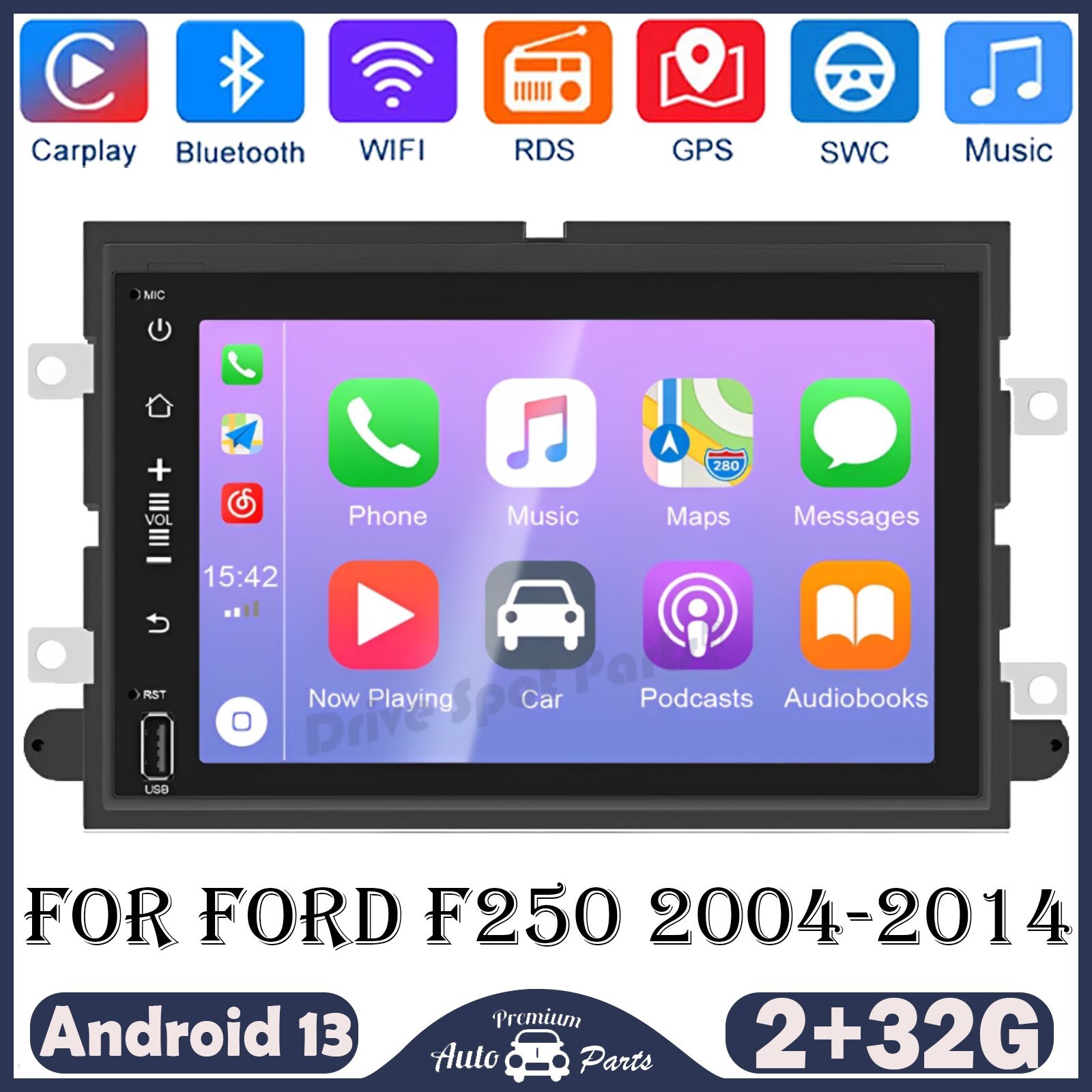 7″ Android 13.0 Carplay Car Stereo Radio 2+32G GPS Navi For Ford F250 2004-2014