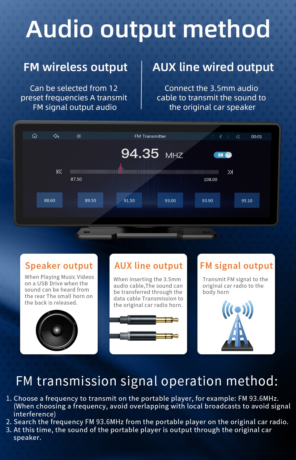 10.26″ Portable Car Stereo Wireless Apple CarPlay Android Auto IPS Screen Radio