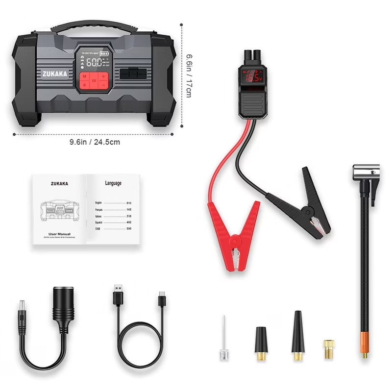 Car Jump Starter 6000A 150 PSI Air Compressor 12V Battery Booster Charger