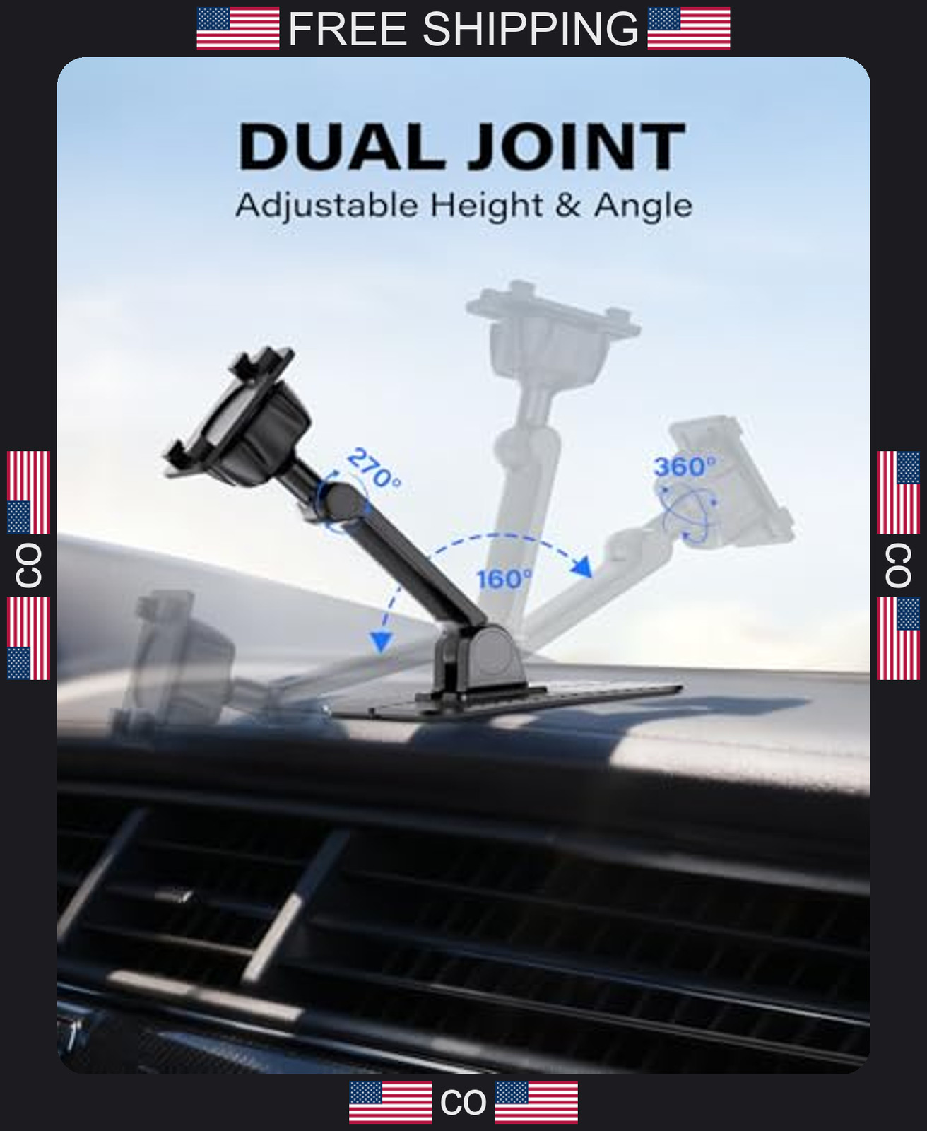 1Zero Adjustable CarPlay Dashboard Mount for 7-11 Inch Screens