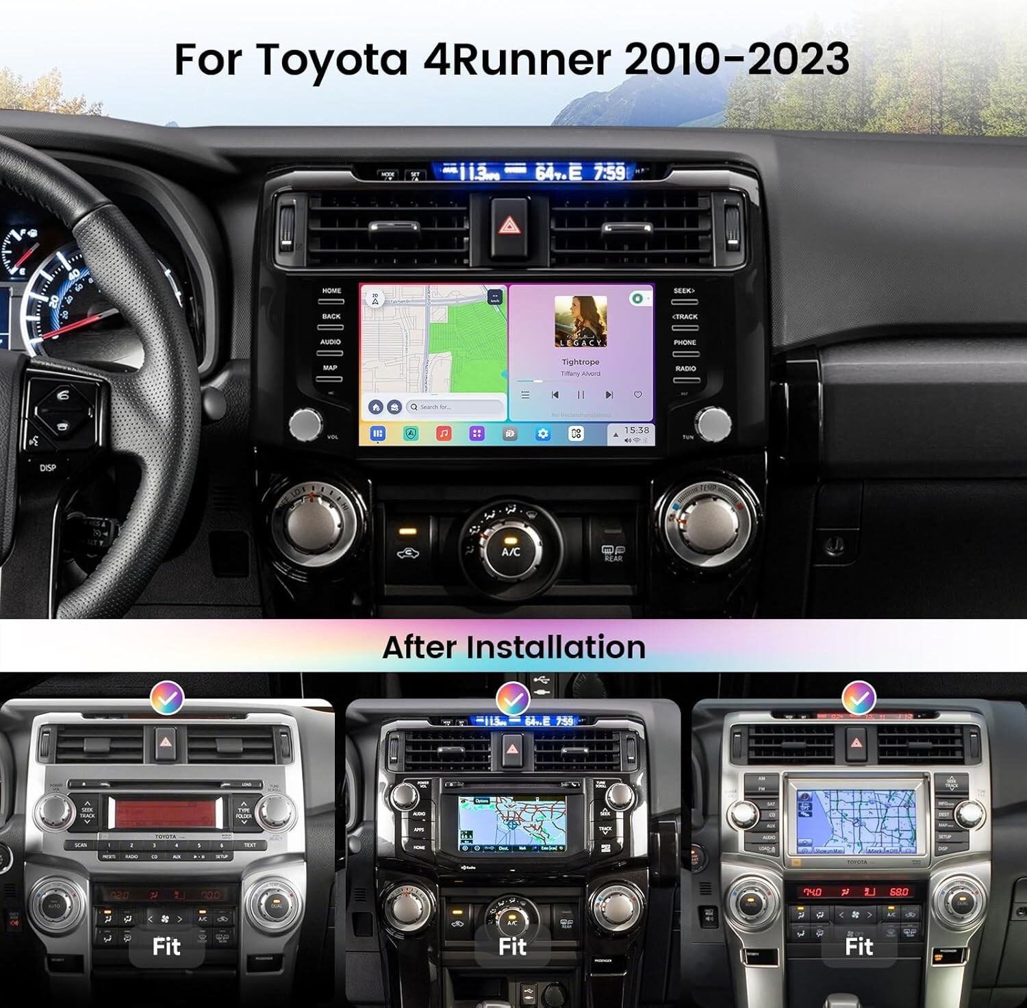 Dasaita 9″ Car Radio for Toyota 4Runner 2010-2023 QLED Display 8GB+256GB 5G WiFi