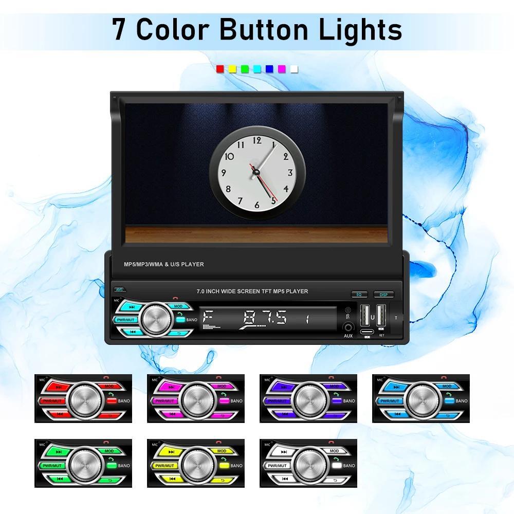 7″ Touchscreen Bluetooth Single 1 Din Car Stereo Radio For Apple/Android CarPlay
