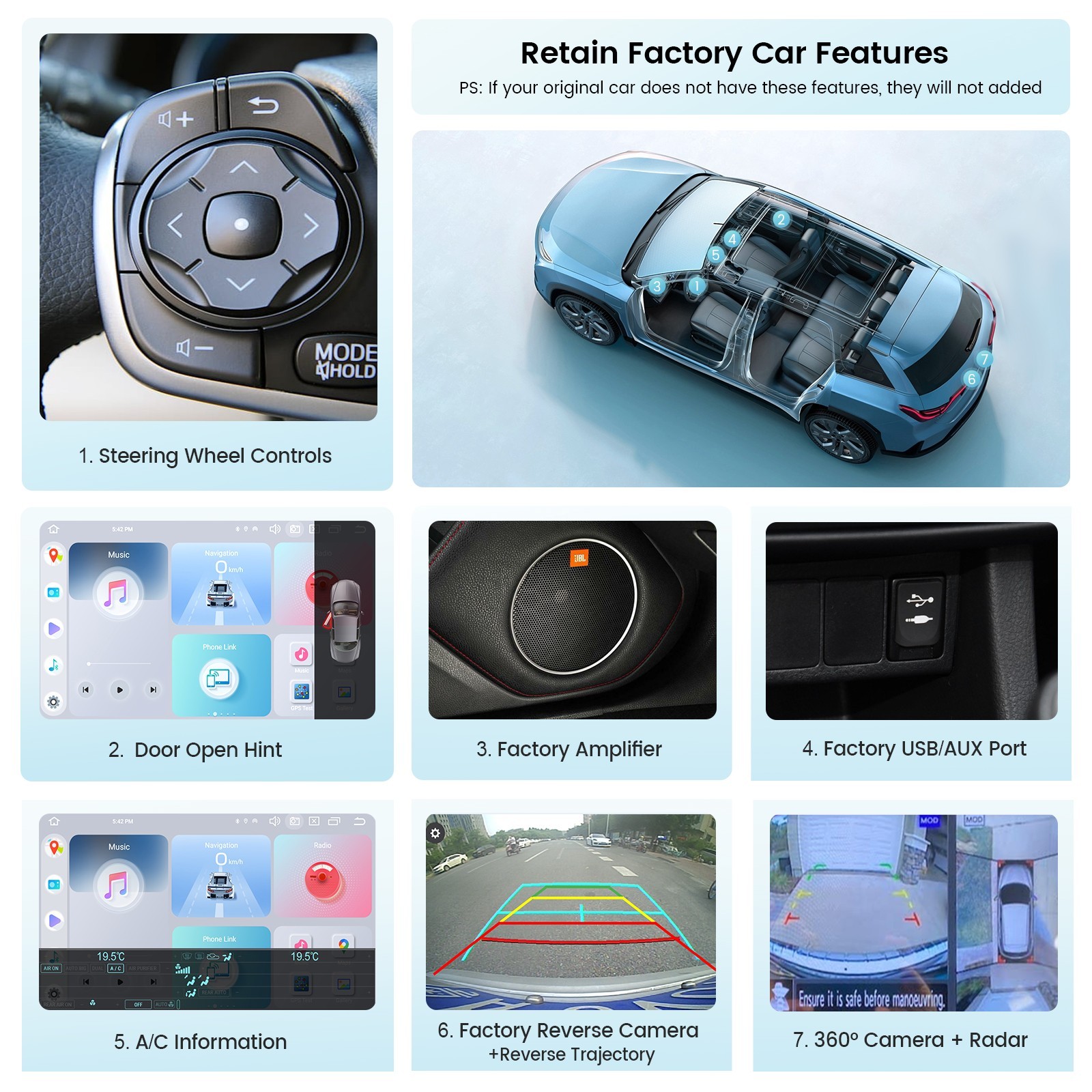 Roadanvi 8G+128G Android Car Stereo for Toyota Camry 2012-2014 CarPlay Radio GPS