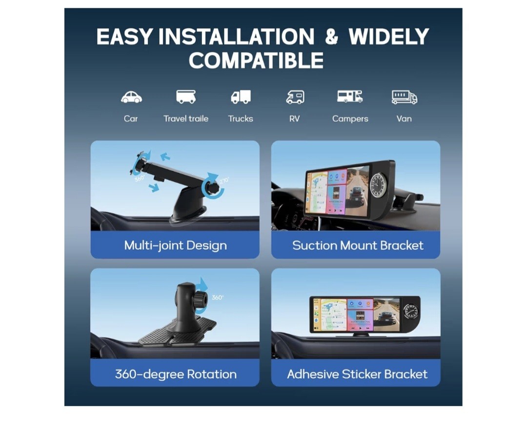MINQO 10.26” Car Mp5 Player Touchscreen Wireless CarPlay Android Auto DVR