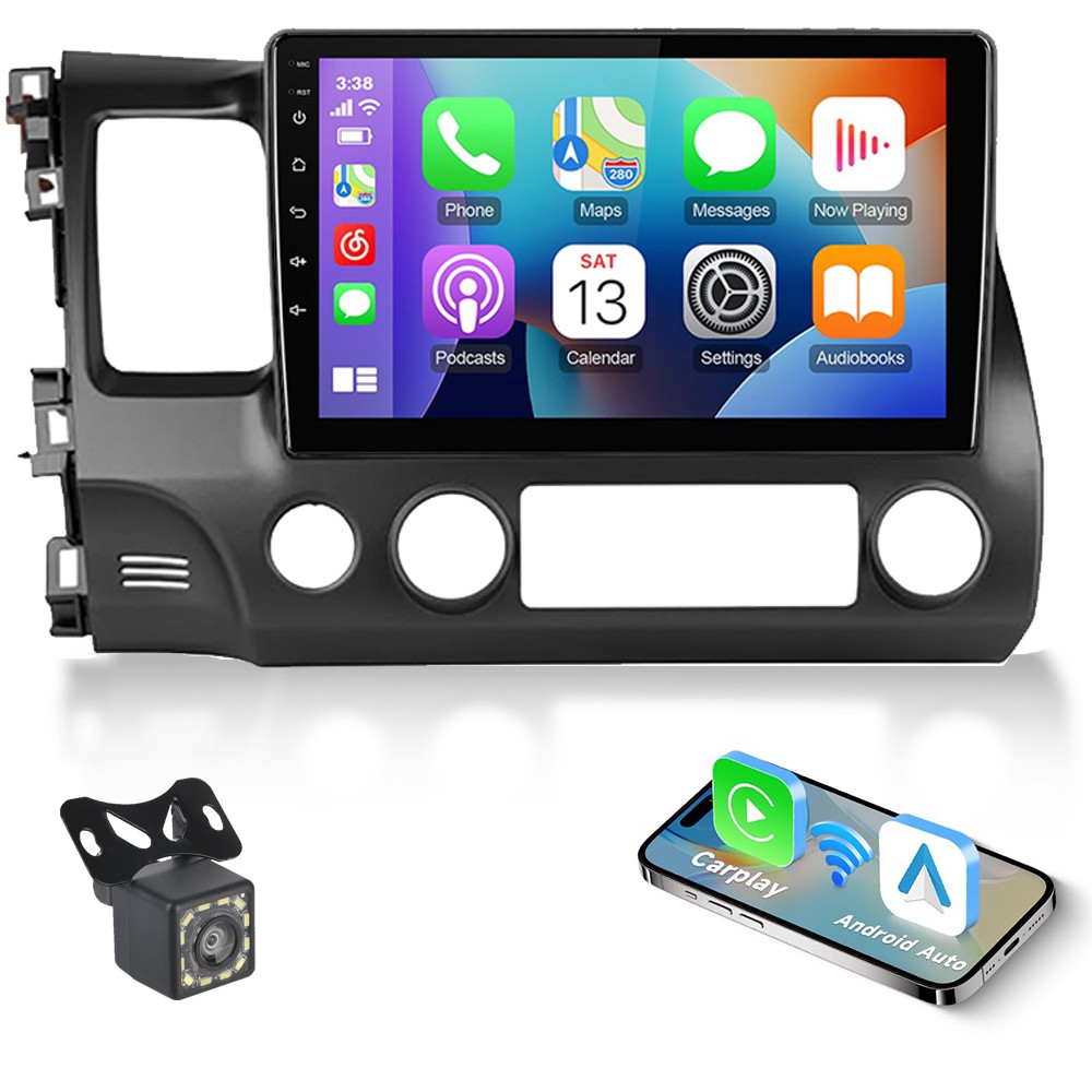 IPS Android 12 Car Stereo 10.1” Honda Civic 2006-2011 Wireless CarPlay