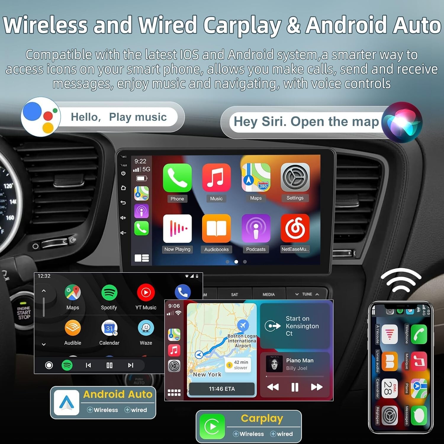 64GB For 2011-2013 Kia Optima Apple Carplay Android 13 Car Radio GPS Wifi Navi