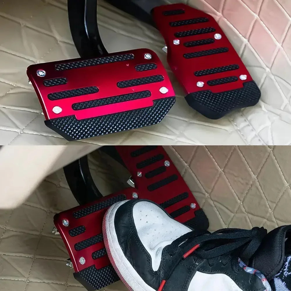 Aluminum Car Pedal Cover Set Automatic Manual Transmission Gas Foot Covers in Re