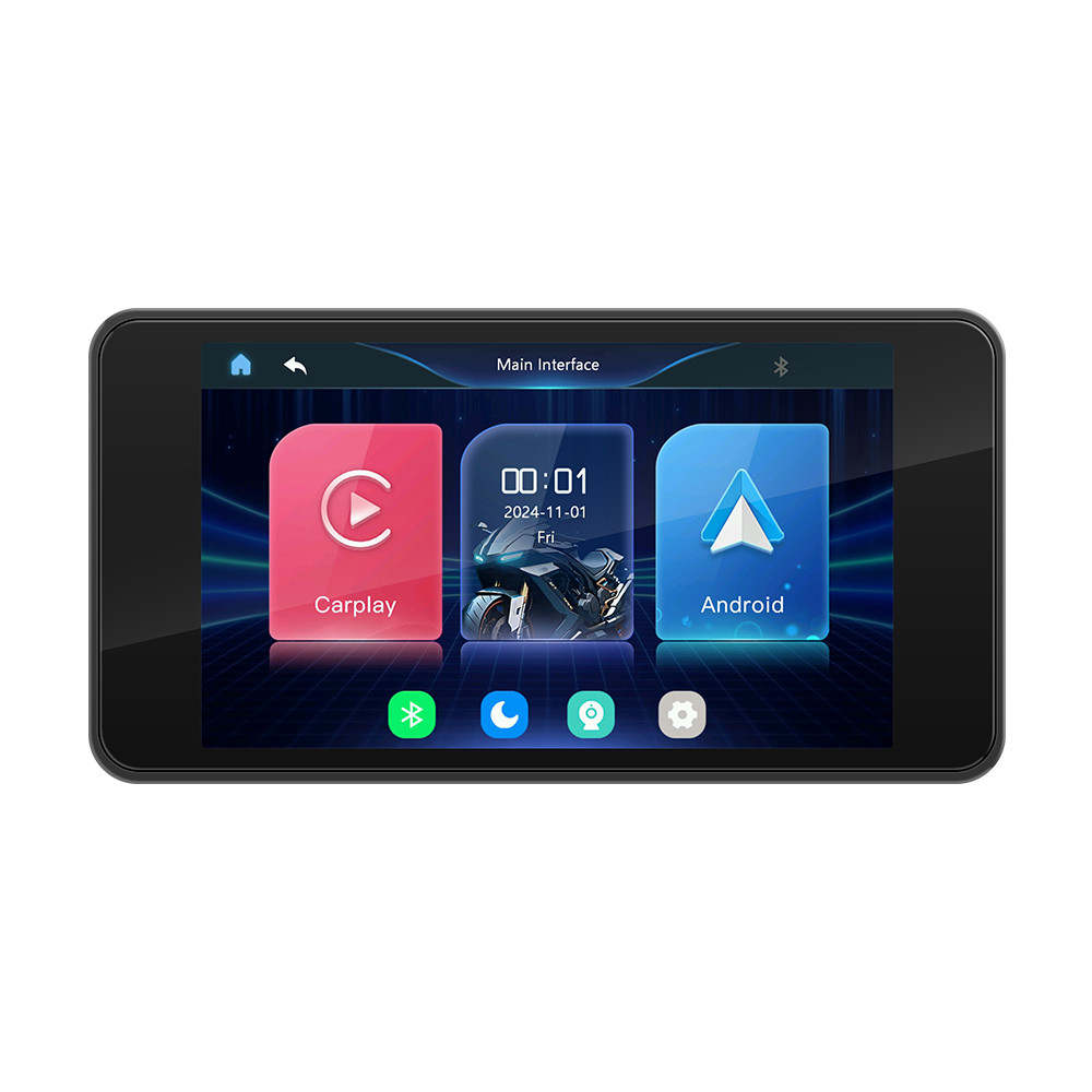5″ Waterproof Motorcycle Navigator Portable Wireless CarPlay Android Auto Screen