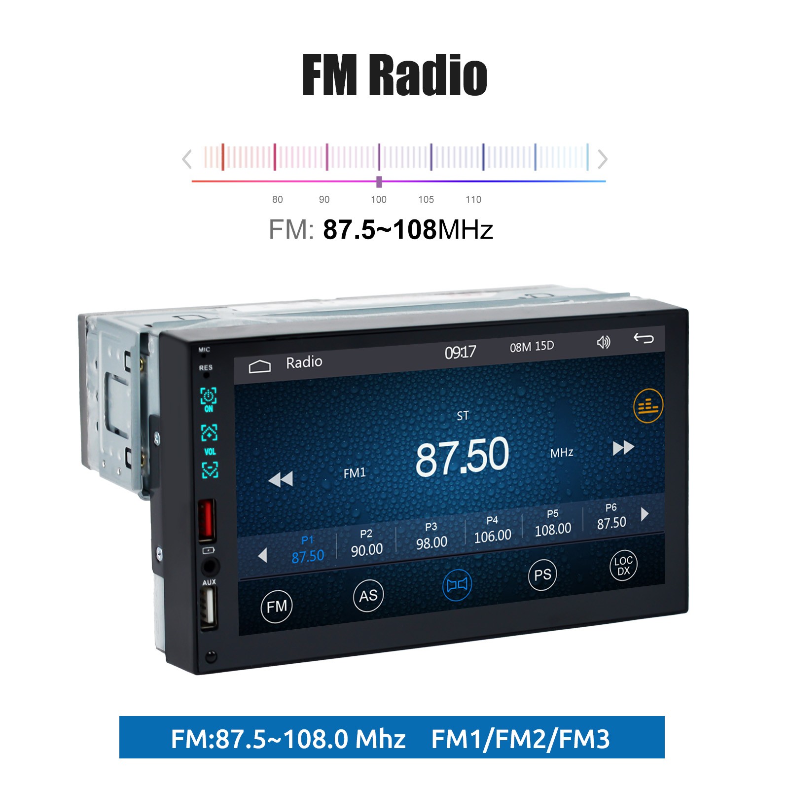 Single 1 DIN 7″ Car Stereo Radio Apple Carplay & Android Auto USB SWC FM BT+CAM