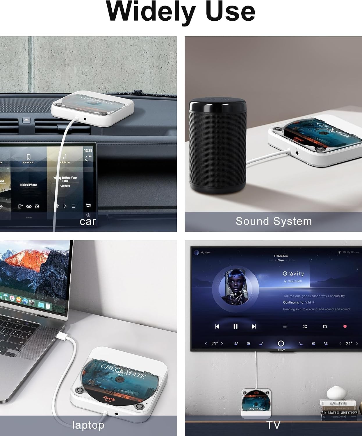 ENVYCLOUD Portable Car CD Player with USB/AUX Port,External CD Player
