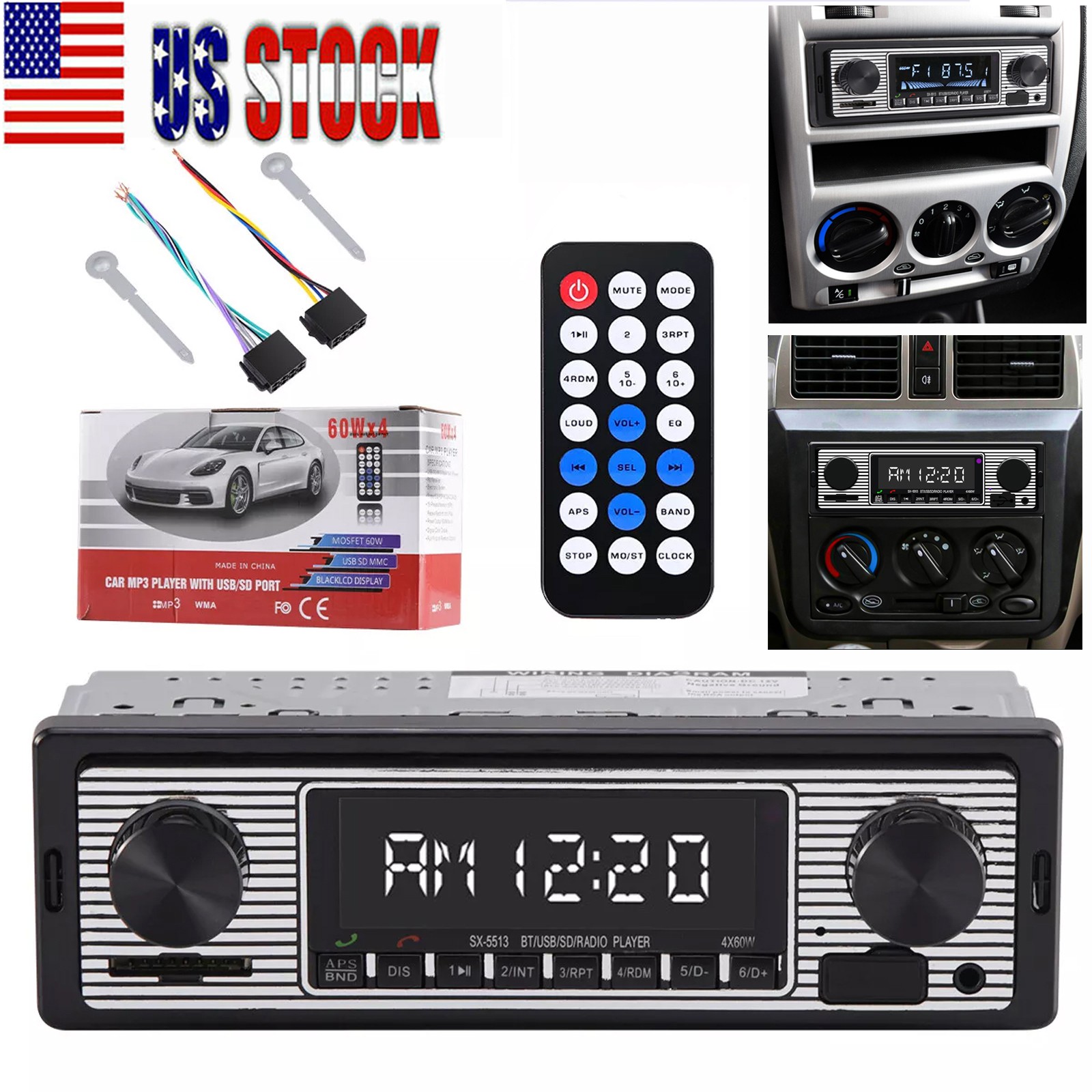 Bluetooth Car Radio MP3 Player Vehicle Stereo Audio Receiver USB FM AUX Remote