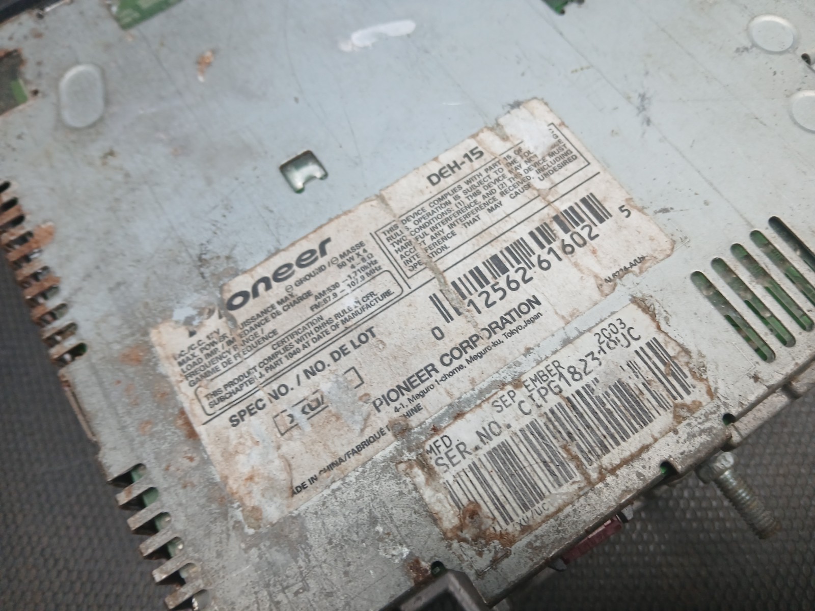 UNTESTED Pioneer DEH-15 Mosfet Super Tuner CD Car Stereo FM/AM Tuner AS IS PARTS