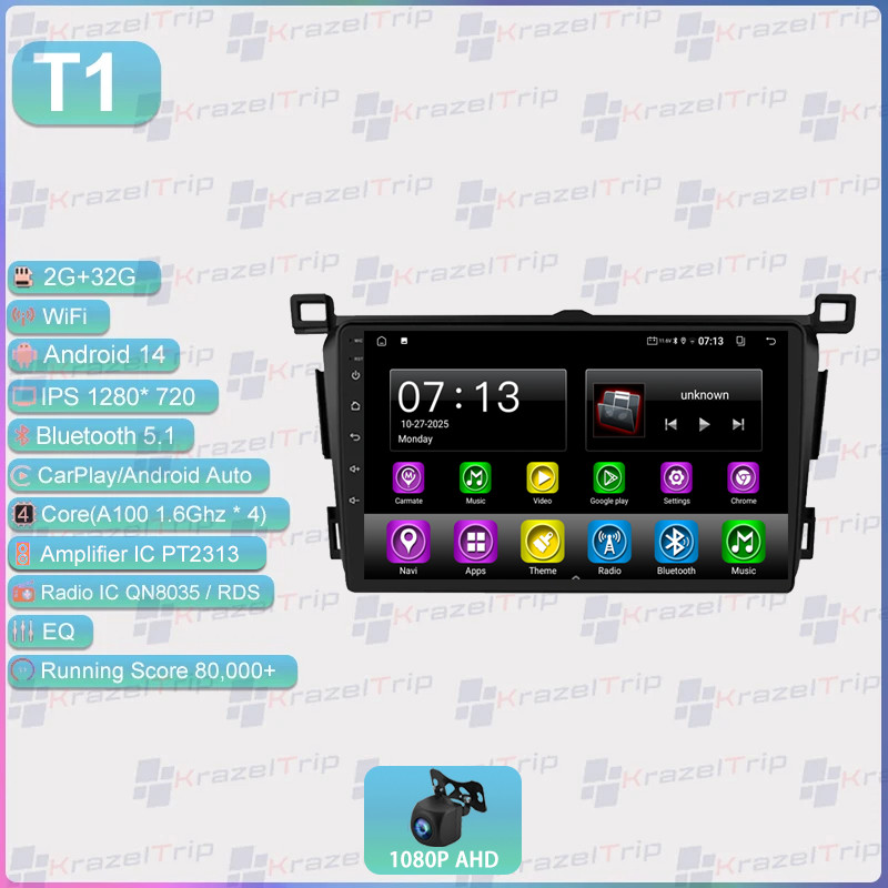 Carplay Plug-and-Play 8 Core 6GB 64GB Car Stereo for Toyota RAV4 2013 – 2017 GPS