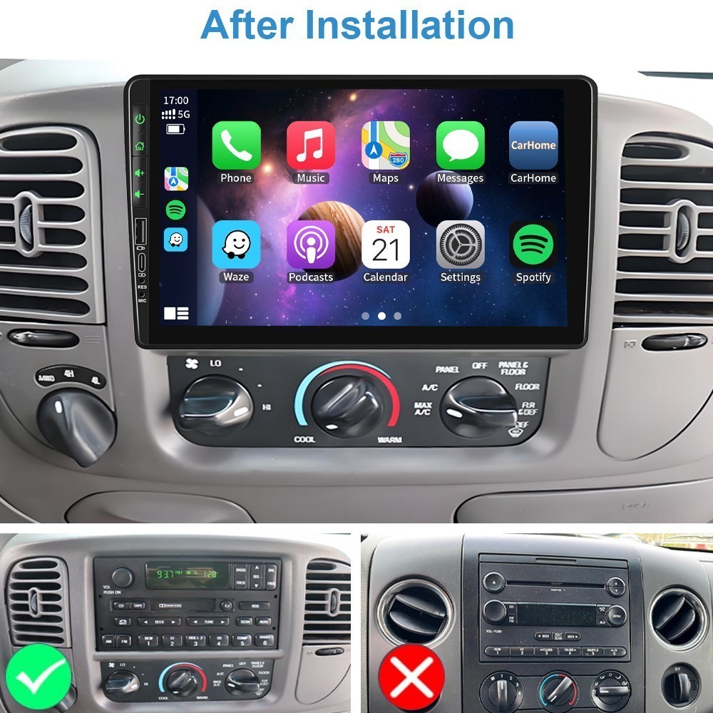 Wireless Carplay Car Radio Stereo GPS Navi For 1997-2003 Ford F150 F250 F350