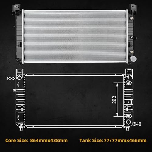 34 Inch Core Radiator Compatible with 34″ 99-13 Silverado 1500 2500 W/O EOC